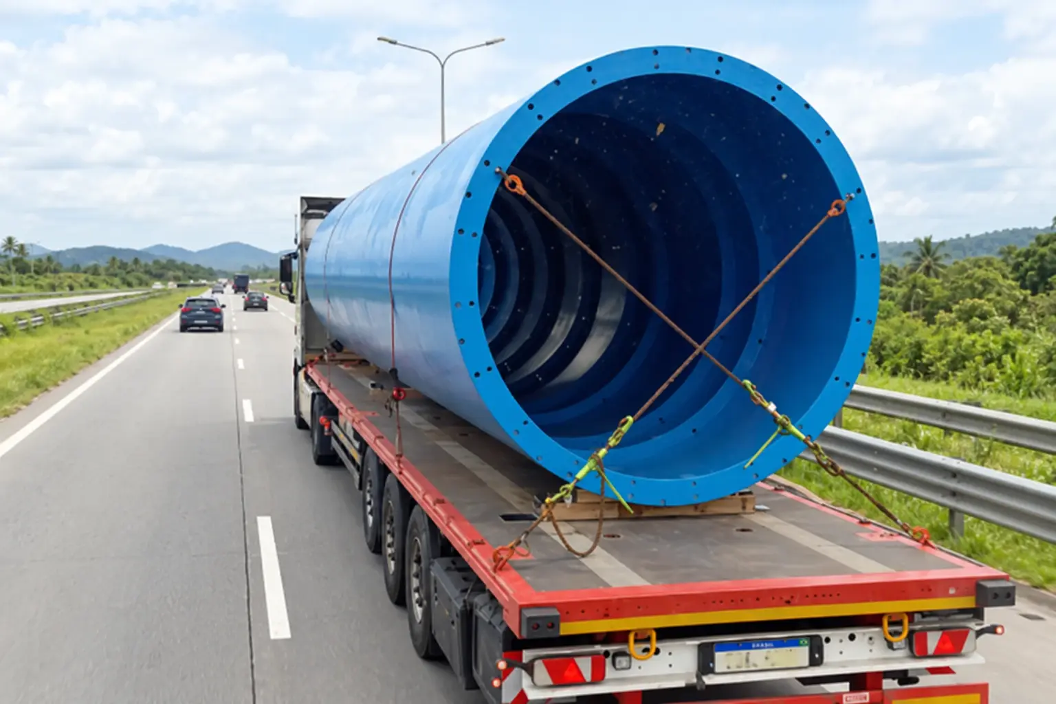 Módulo do Modular Reel em carreta, numa rodovia